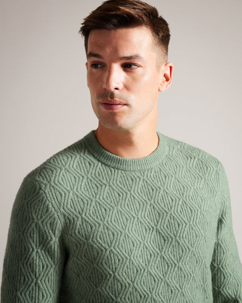 ATCHET-Knitwear-Wrap up in style with our ATCHET cable knit jumper. Crafted for both style and warmth, this classic piece is perfect for chilly days. Jumper Wool blend Cable knit Crew neck Long sleeves- Ted Baker Romania